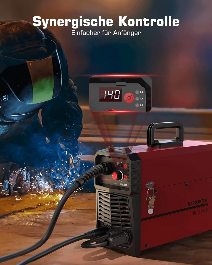 ARCCAPTAIN Máquina de soldar MIG MAG con 140 amperios, 4 en 1 FLUX cable de llenado adecuado/MAG soldador de gas de protección de la máquina/MMA E-Hand/Elevador TIG IGBT Inverter Soldador