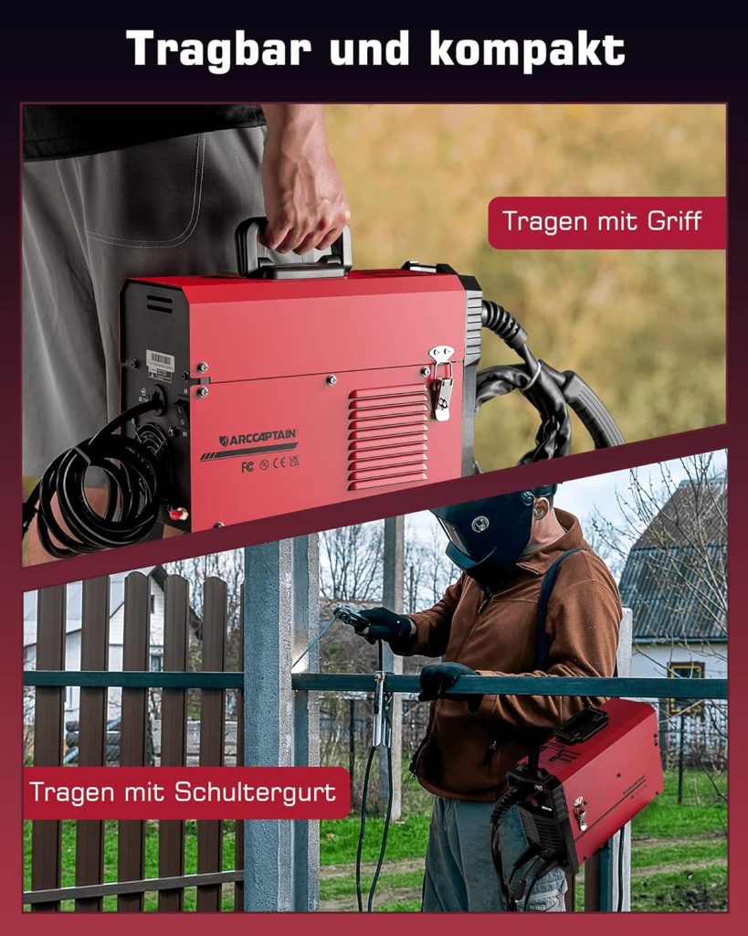 ARCCAPTAIN Máquina de soldar MIG MAG con 140 amperios, 4 en 1 FLUX cable de llenado adecuado/MAG soldador de gas de protección de la máquina/MMA E-Hand/Elevador TIG IGBT Inverter Soldador