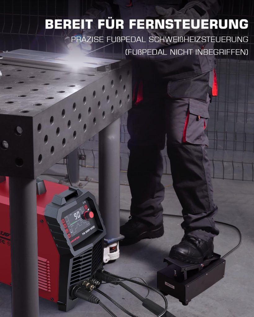 ARCCAPTAIN Soldador TIG AC/DC 200Amp con Pulso, Soldador TIG de Aluminio 110V/220V Soldador TIG con Onda Cuadrada/Triangular/Stick/MMA/Spot MultiProceso Máquina de soldar DASH-ARC