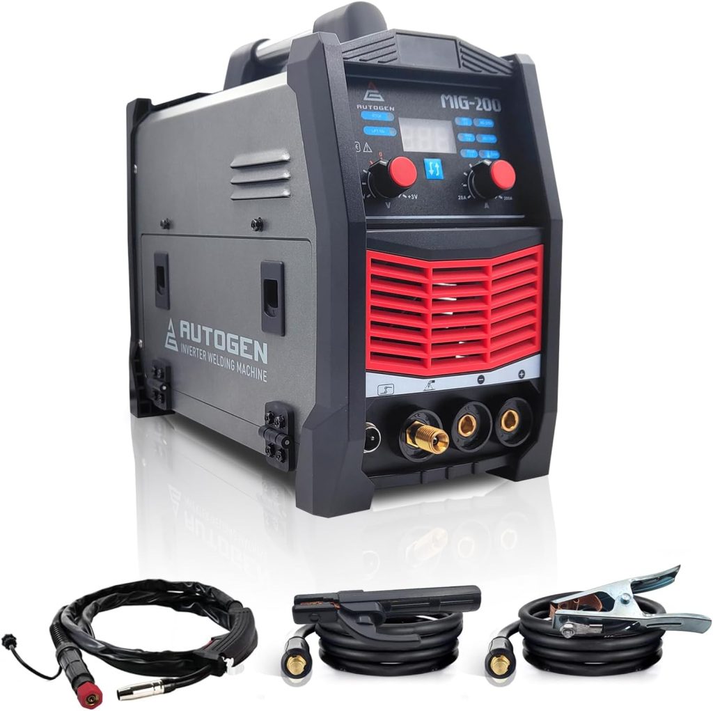 AUTOGEN 200A MIG Soldador 3 en 1 Flujo MIG/Lift TIG/MMA Stick Welder, 110V/220V Máquina de soldadura de doble voltaje IGBT DC Inverter