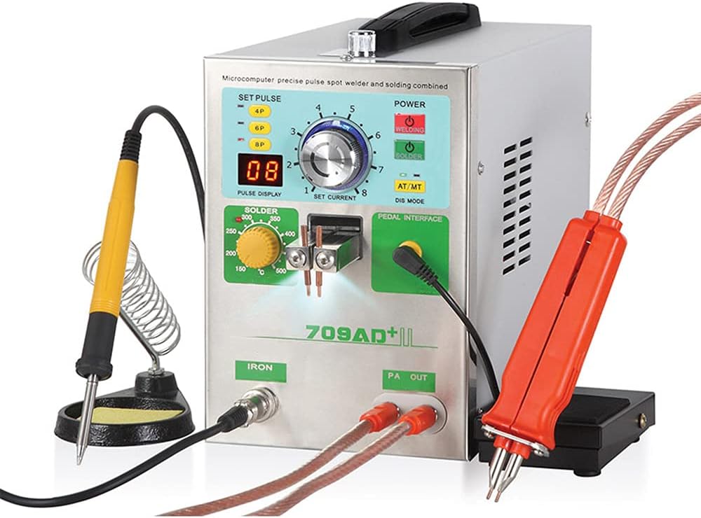 Hanchen Soldador de Puntos de Baterías Muntifuncional 3.8KW Soldadura de Pulsos Profesional con Función de Soldar Estaño Pluma de Inducción Sistema de Enfriamiento para Baterías 18650 26650 32650