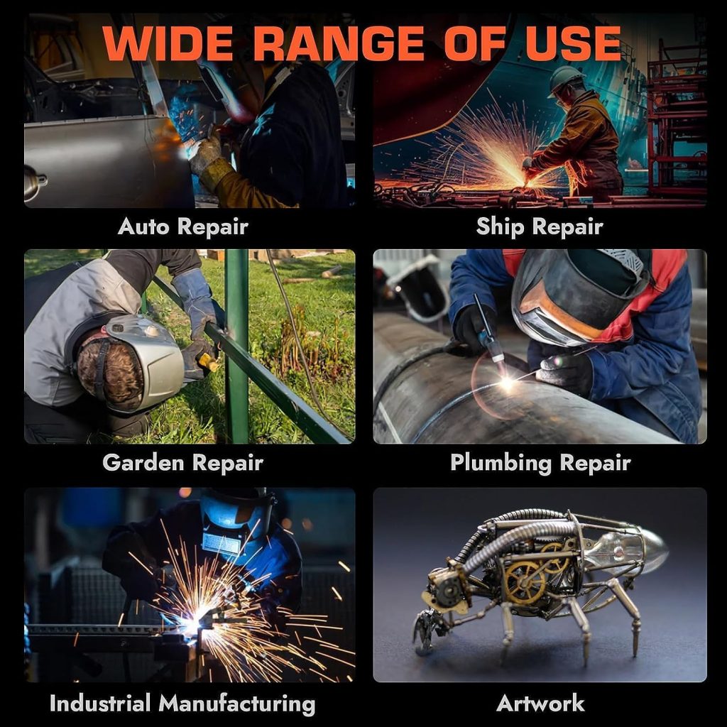 HITBOX 4 en 1 Soldador Hilo Continuo Sin Gas 140A 230V Digital Portátil Soldadora MIG ARC LIFT TIG Spool Gun con Pantalla LED Ultraclara, Ideal para Soldadores Principiantes