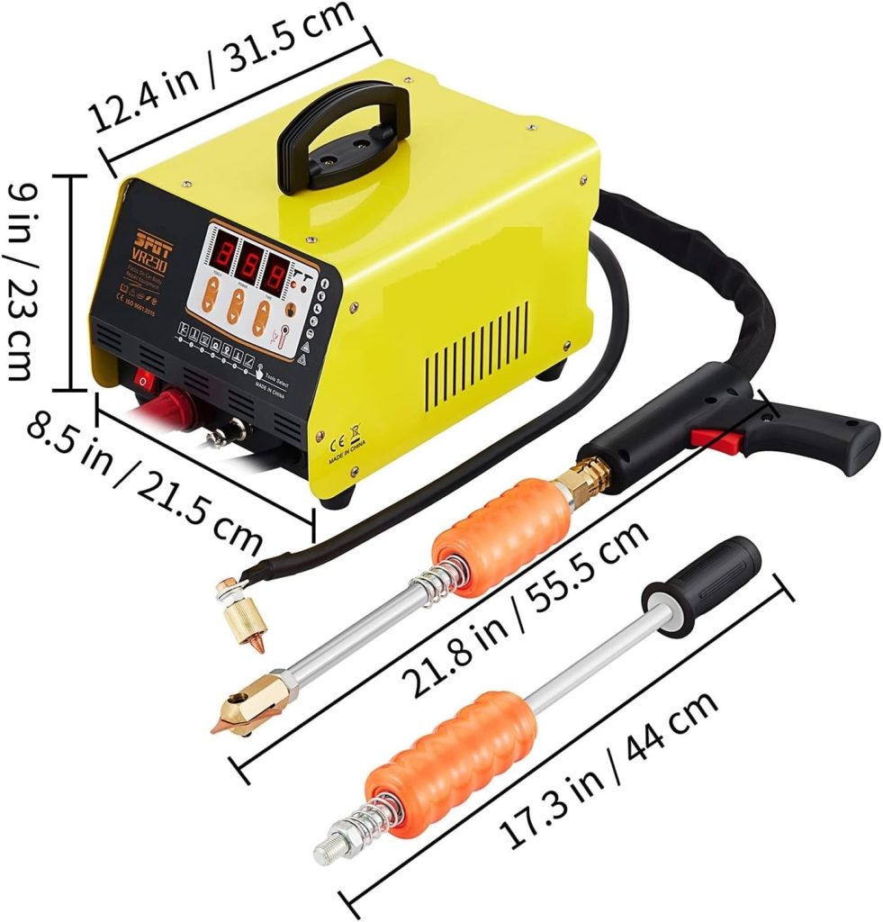 JUJETO Kit de reparación de abolladuras, Soldador por Puntos, Extractor de abolladuras for carrocería de Coche con función de sincronización 3KW