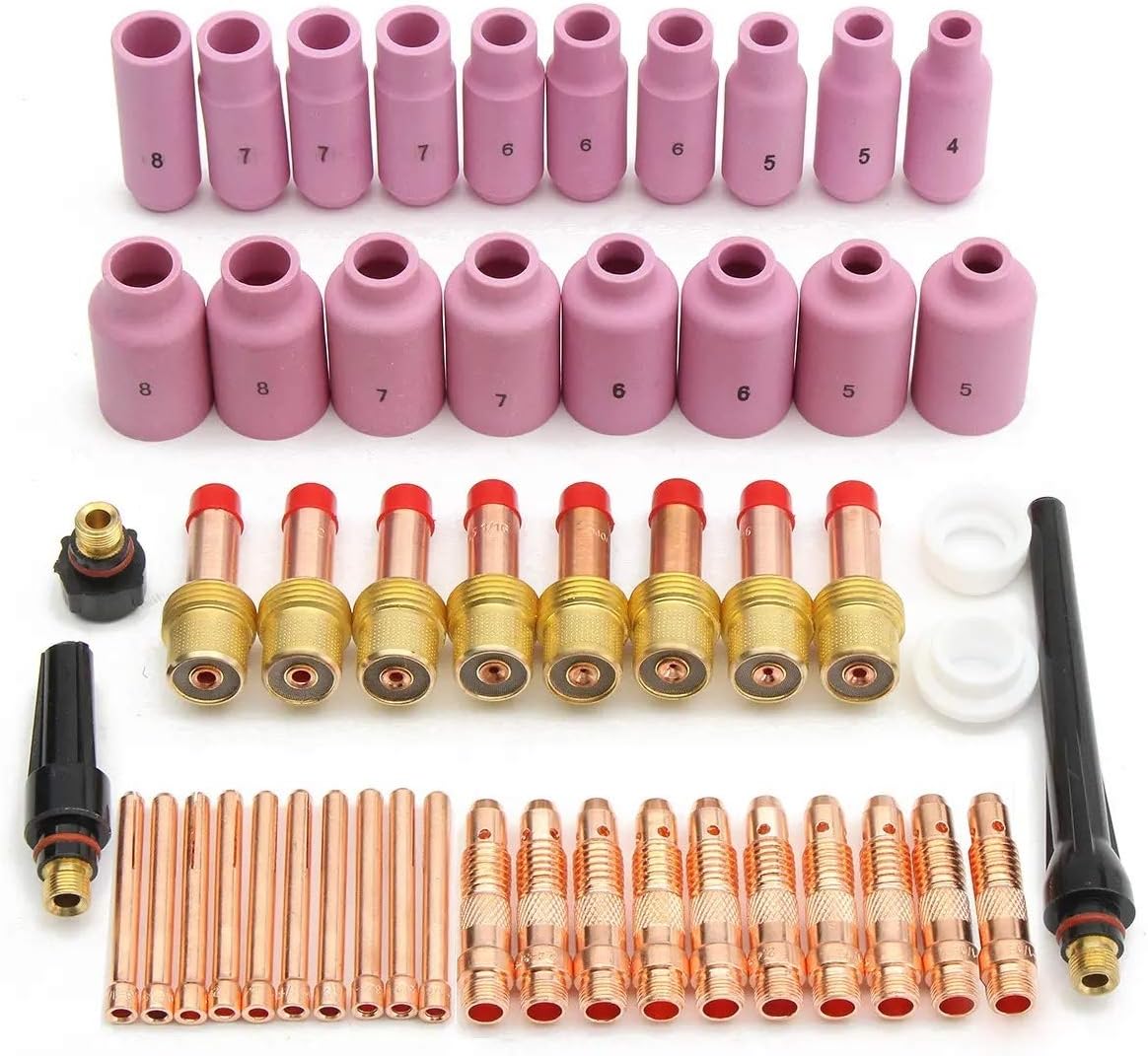 Kit de soldadura TIG Kit  TIGWelding antorcha Accesorios Consumibles aptos for la WP 17 18 26 51pcs Alicates de antorcha para soldadores multiusos pro