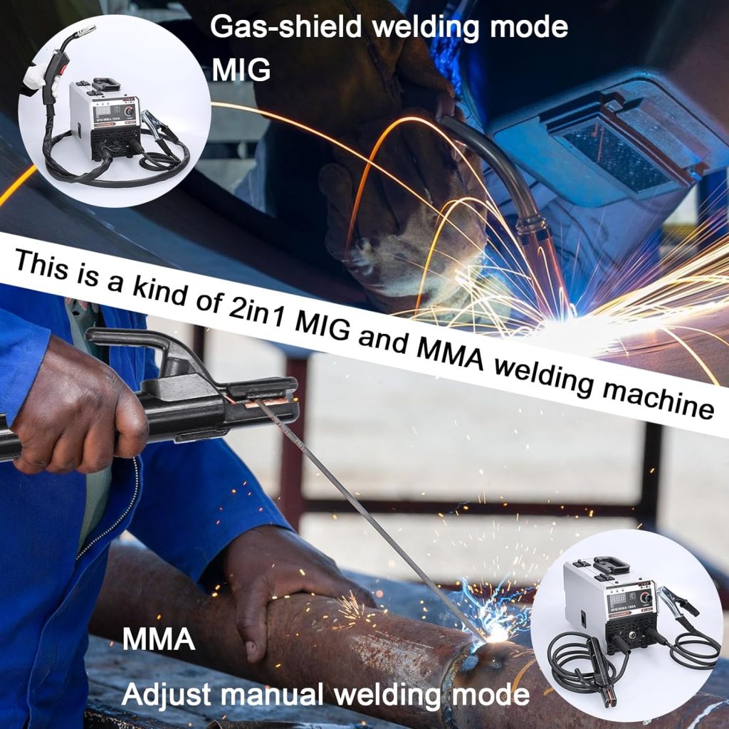 mingqian Soldadoras MIG MMA 2 en 1 Soldadura manual y protegida contra gases de dióxido de carbono Soldadoras inverter de corriente continua IGBT multipropósito Mecanismo de alimentación de alambre in