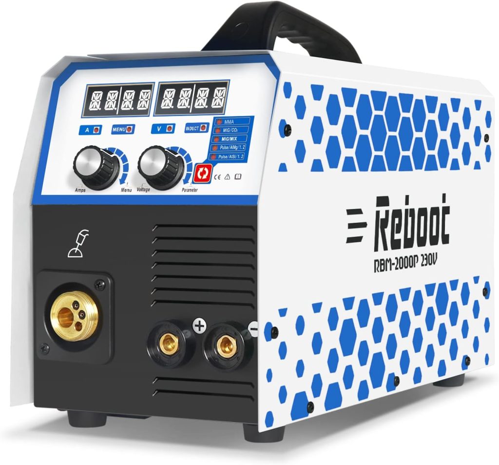 Reboot MIG Soldador 230V Soldadura de Aluminio/Pulse AL Mg/Pulse AL Si/MIG/MMA/2T/4T Soldadora multifunción 5 en 1 MIG Soldadora de Pulso Aluminio Acero MIG