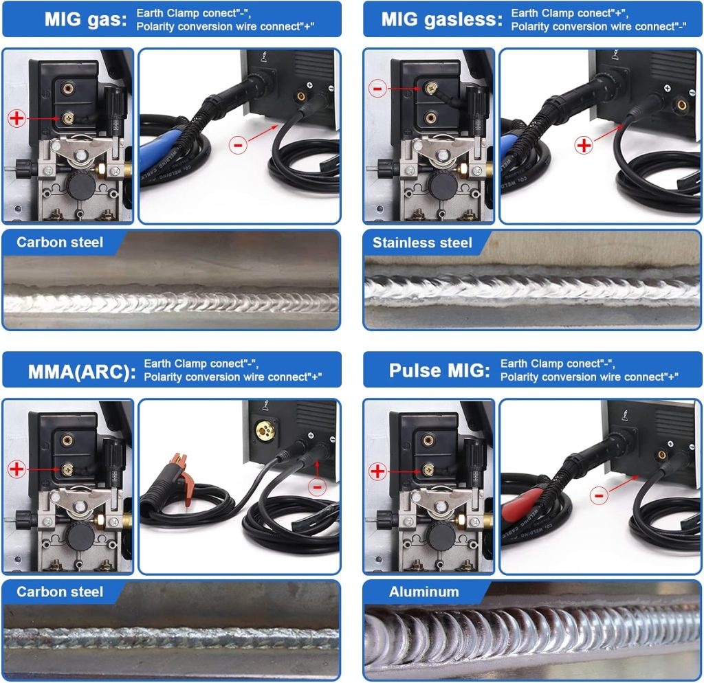 Reboot MIG Soldador 230V Soldadura de Aluminio/Pulse AL Mg/Pulse AL Si/MIG/MMA/2T/4T Soldadora multifunción 5 en 1 MIG Soldadora de Pulso Aluminio Acero MIG