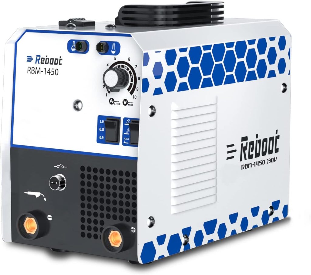 Reboot Soldadora MIG 145A 1kg 230V IGBT Sin Gas MIG/ARC/Lift TIG 3 en 1 Núcleo de flujo Máquina de soldadura por inversor MMA MIG MAG RBM1450 Nuevas actualizaciones