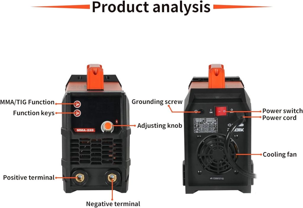 Rubik Soldador de palo, ARC MMA 225Amp Máquina de soldadura eléctrica de mano, IGBT pantalla digital LCD 110V/220V Hot Start 4 en 1 Máquina de soldadura portátil, con cable, soporte de electrodos,