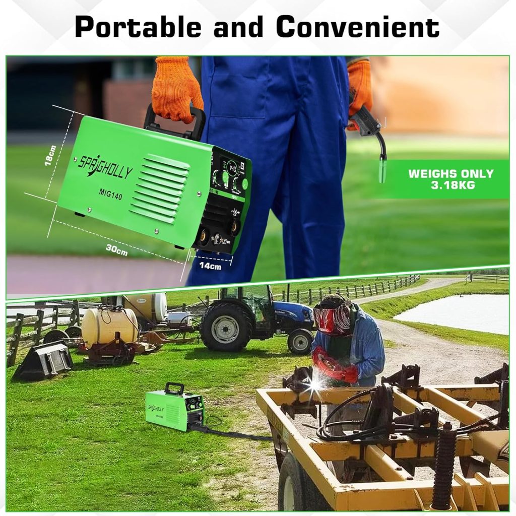 Soldador de Hilo 3 en 1 mig sin gas 140A 230V Portátil,ARC LIFT TIG inversor soldadores con Antorcha  Núcleo de Flujo soldador de hilo sin gas y electrodo,Equipos de soldadura
