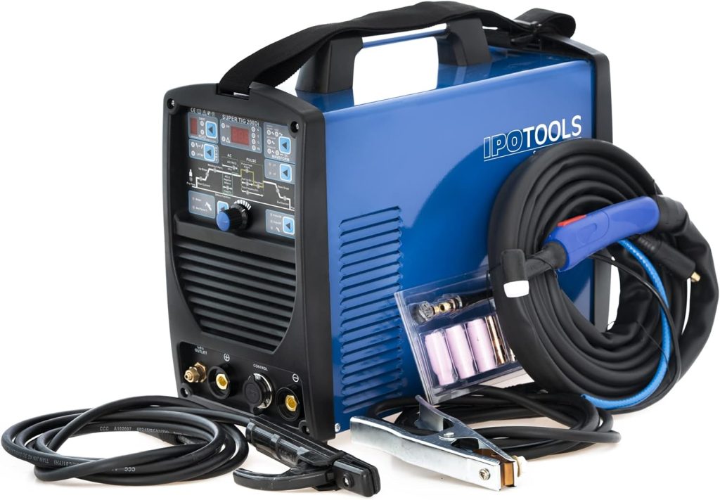 Soldador Inverter TIG IPOTOOLS SUPERTIG 200DI TIG Maquina de Soldar AC DC Unidad de Soldadura con 200 amperios totalmente digital con encendido HF, Función de pulso, MMA, IGBT