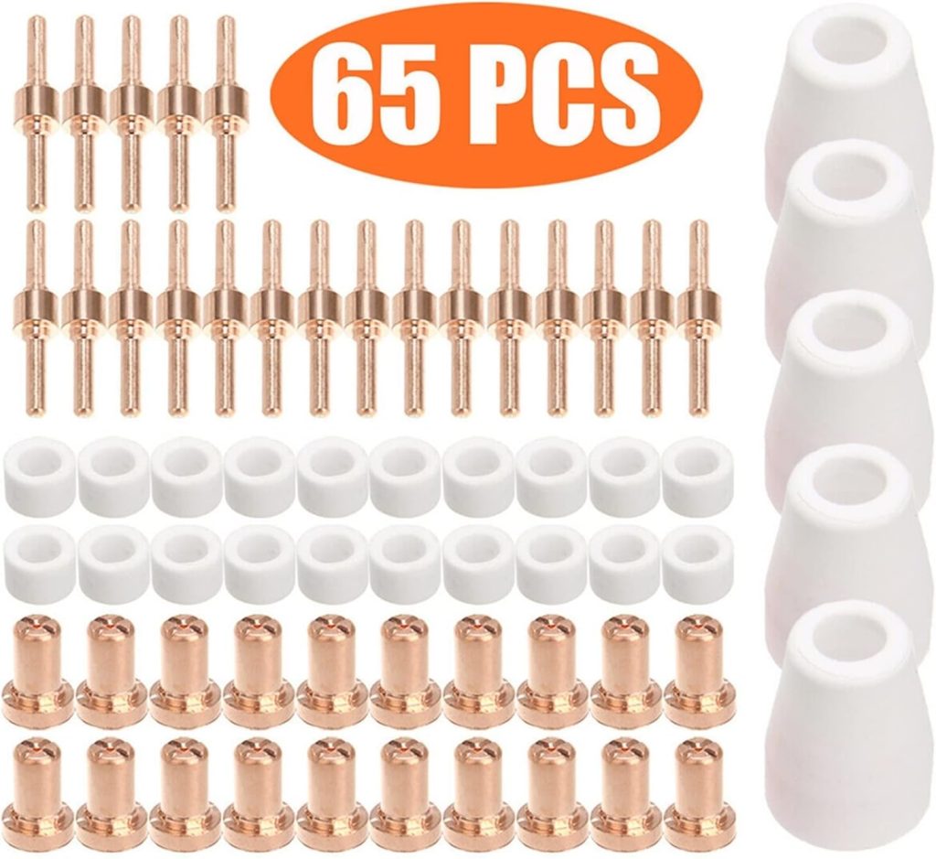 Soldador por Puntos 40/65/85 Piezas Puntas de Corte por Plasma de Aire para LG-40 Pt-31 Consumibles de Corte Corte-40 Corte-50D Anillos giratorios Copas de protección de electrodos (Color : 65Pcs, Si