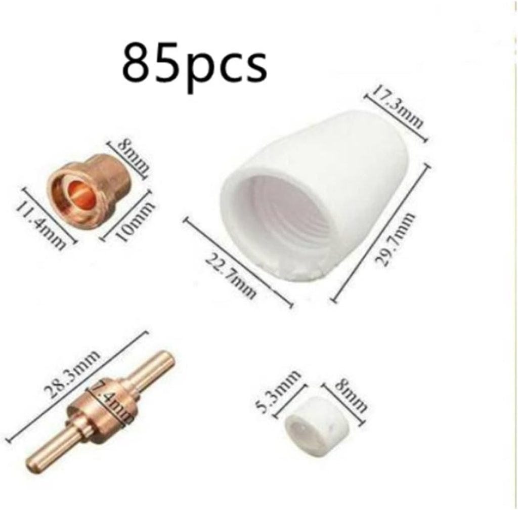 Soldador por Puntos 40/65/85 Piezas Puntas de Corte por Plasma de Aire para LG-40 Pt-31 Consumibles de Corte Corte-40 Corte-50D Anillos giratorios Copas de protección de electrodos (Color : 65Pcs, Si
