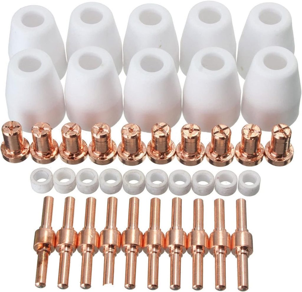 Soldador por Puntos 40/65/85 Piezas Puntas de Corte por Plasma de Aire para LG-40 Pt-31 Consumibles de Corte Corte-40 Corte-50D Anillos giratorios Copas de protección de electrodos (Color : 65Pcs, Si