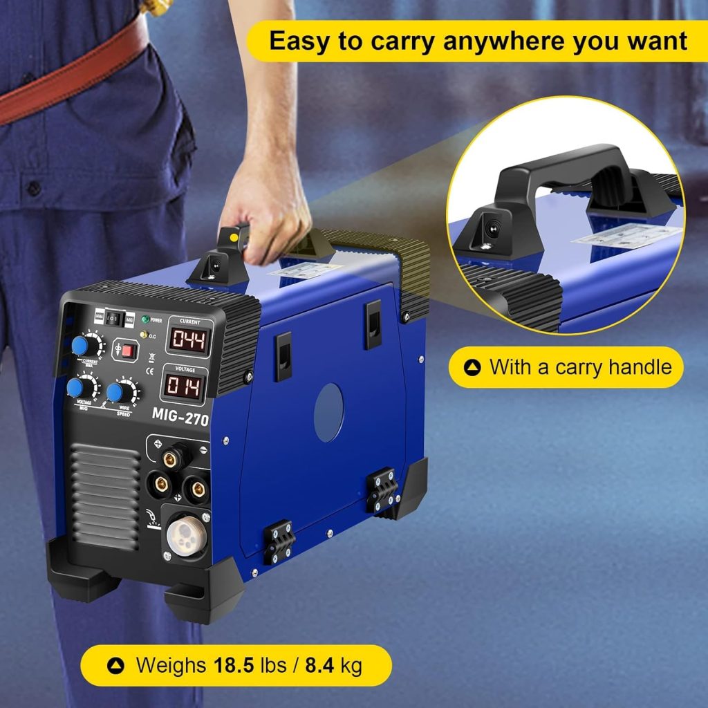 Soldadora MIG portátil, Combo 3 en 1 MMA/MIG/LIFT TIG Máquina de soldadura, Soldadora de núcleo fundente, Máquina de soldadura portátil MIG-200,Máquina de soldadura de gas con alimentación de alambre