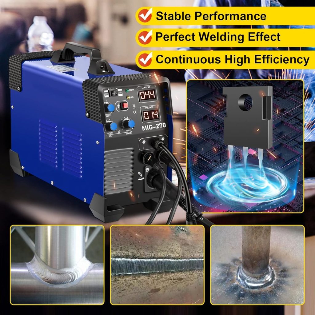 Soldadora MIG portátil, Combo 3 en 1 MMA/MIG/LIFT TIG Máquina de soldadura, Soldadora de núcleo fundente, Máquina de soldadura portátil MIG-200,Máquina de soldadura de gas con alimentación de alambre