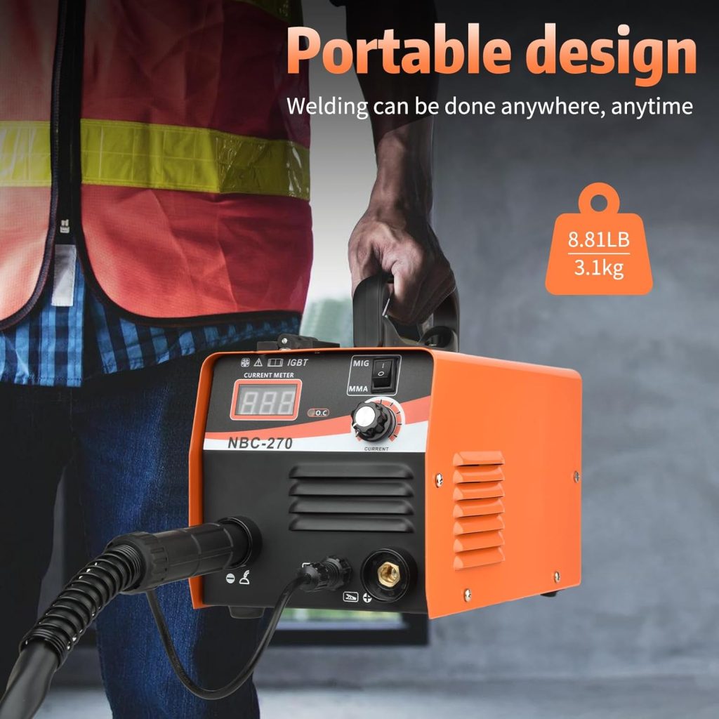 Vothen Soldadora de alambre continuo 3 en 1 soldadora MIG, no gas digital portátil mini 220 V con universal MMA MIG LIFT TIG, incluye linterna e hilo animado de 0,8 mm (1 kg)