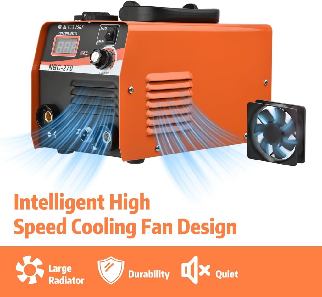 Vothen Soldadora de alambre continuo 3 en 1 soldadora MIG, no gas digital portátil mini 220 V con universal MMA MIG LIFT TIG, incluye linterna e hilo animado de 0,8 mm (1 kg)